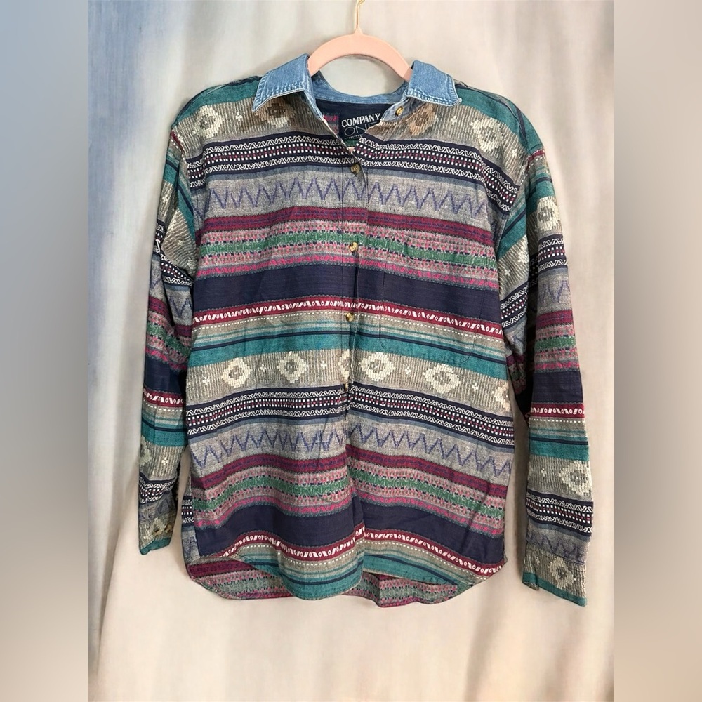 Vintage “One Company”  SouthWestern Button Up Long Sleeve Shirt (Women’s S/M) - Picture 6 of 6